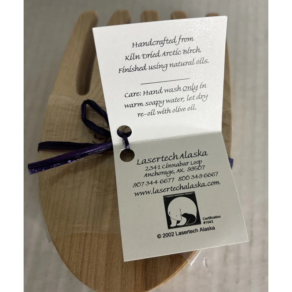 Solid Birch Made In Alaska Salad And Pasta Hands. Grizzies Brand NEW
